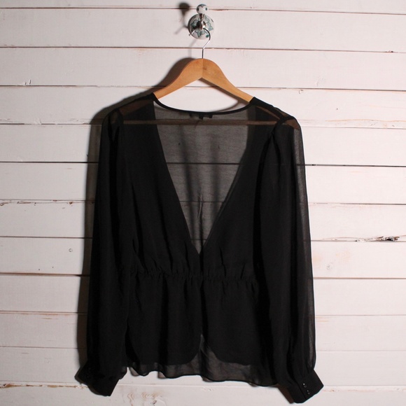 YEST Sheer Black Blouse - Picture 2 of 9